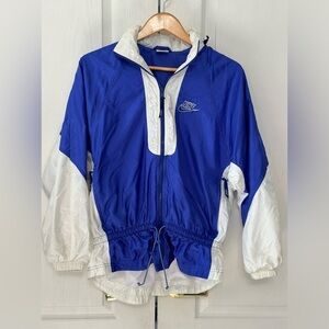 Vintage Nike Womens Windbreaker Zipper Front 80s‎ 90s Size Small Blue White
